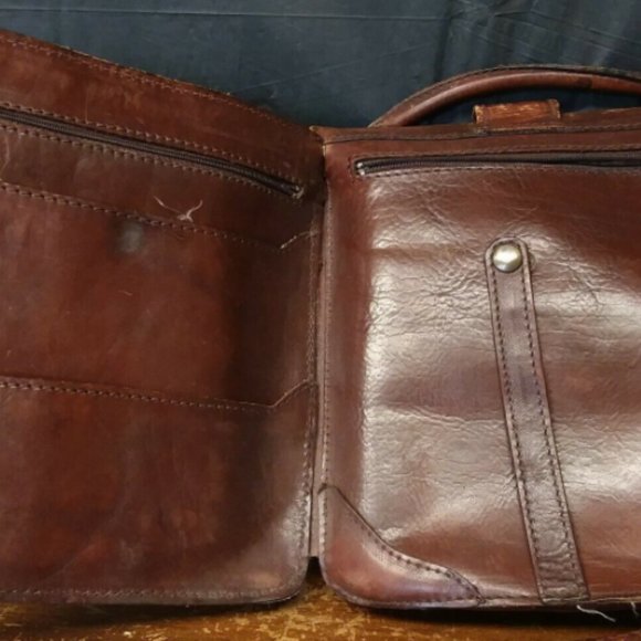 VTG Antique Italian Leather Crossbody Shoulder Bag - Picture 9 of 12